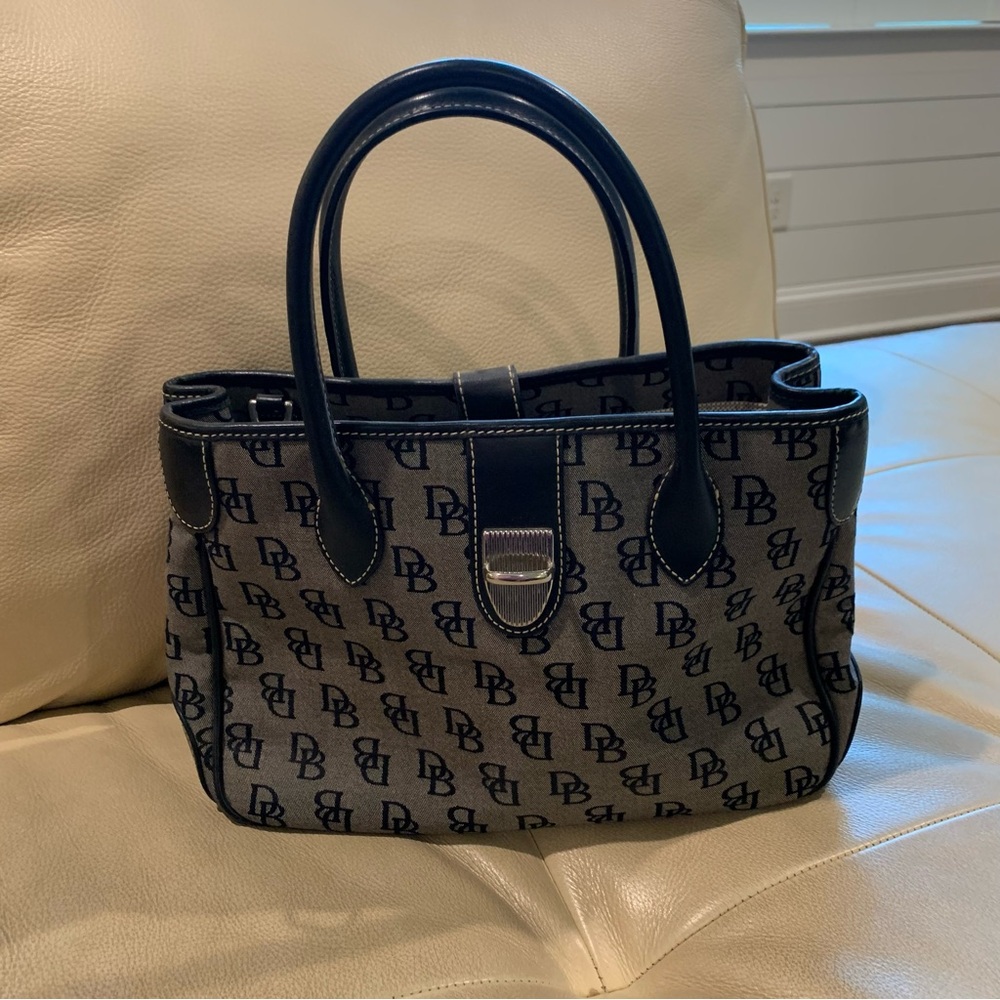 Dooney & Bourke Black and Gray Monogram Satchel